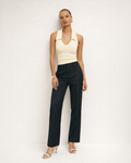 Minimal Ribbed Halter Top in Soft Butter Yellow