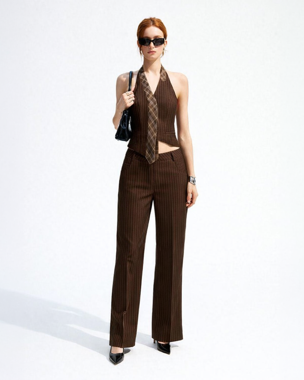 Tailored Pinstripe Halter Vest Top
