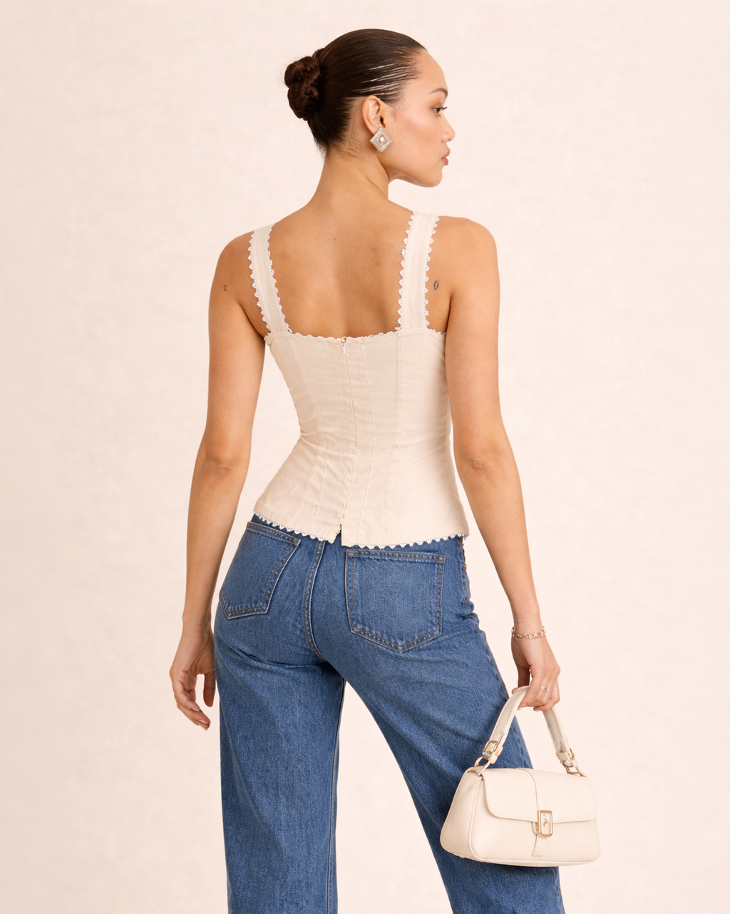 Elegant Scallop-Trim Corset Top