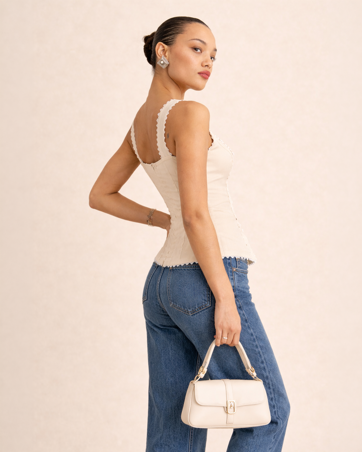 Elegant Scallop-Trim Corset Top