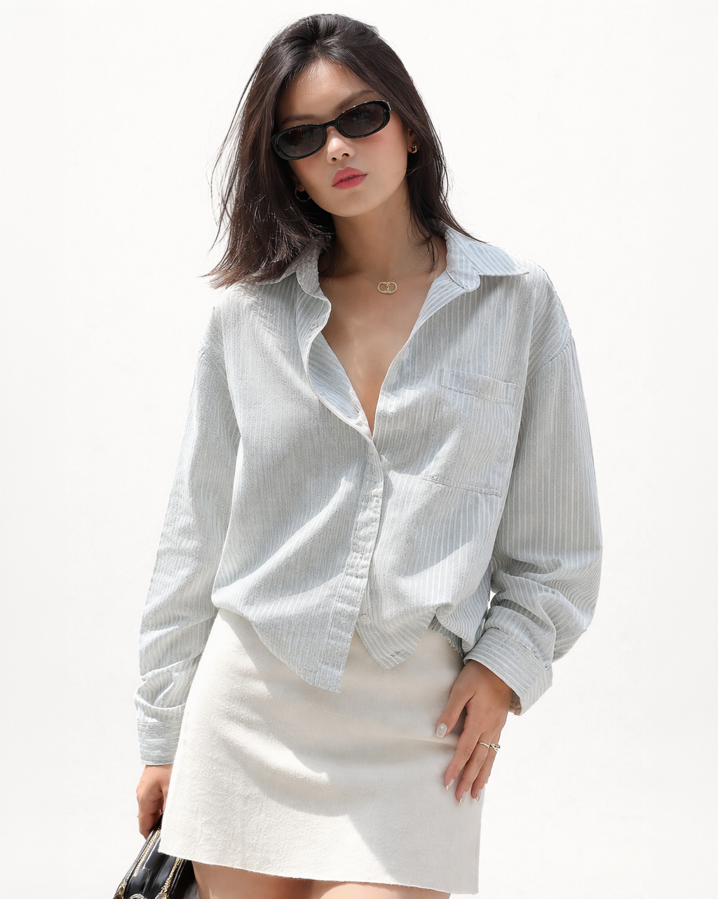 Effortless Thin Striped Relaxed Shirt Top