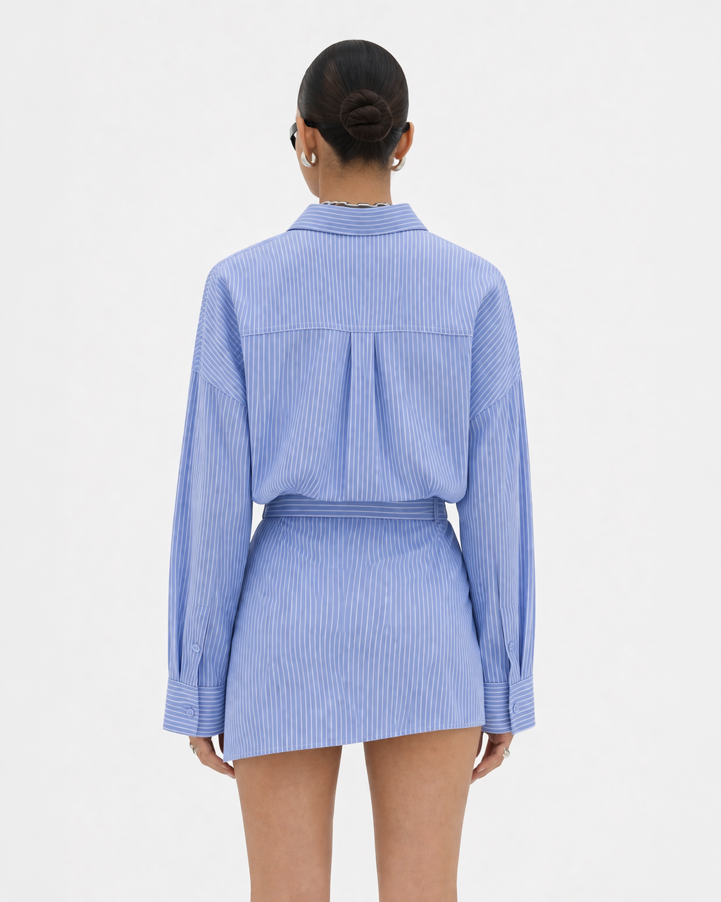 Blue Pinstripe Wrap Co-ord Set