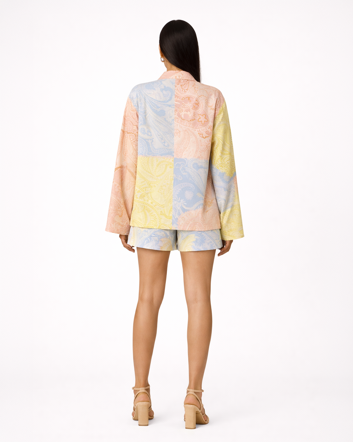 Pastel Patchwork Paisley Co-ord Set with Lace-Up Detail