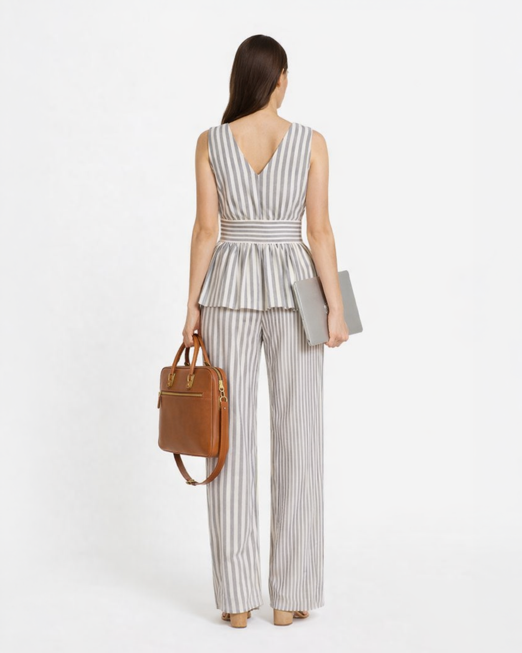 Chic Striped Peplum Co-ord Set