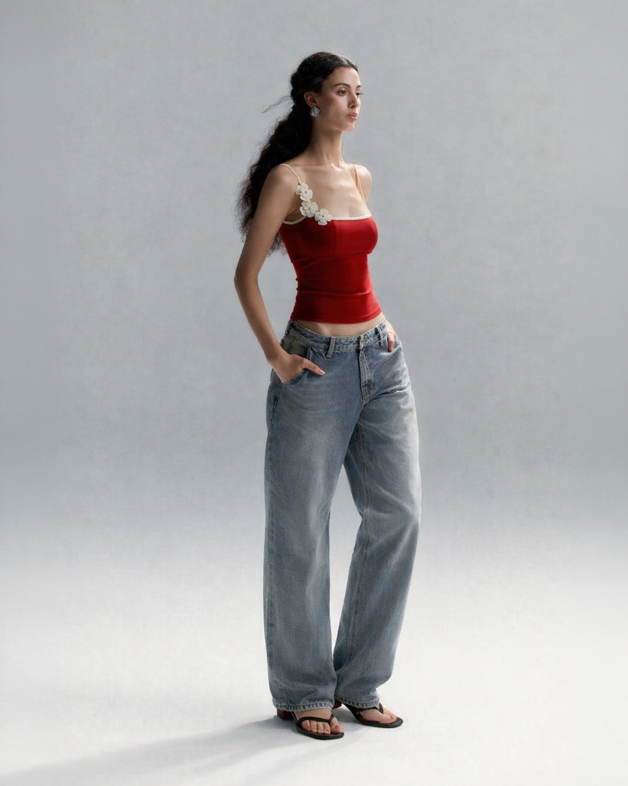 Scarlet Bloom Fitted Top