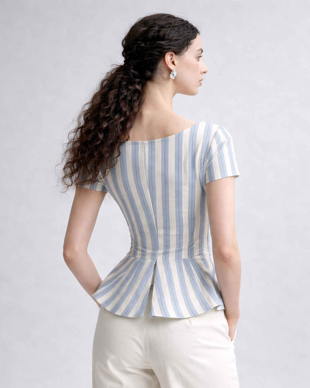 Vintage Stripe Peplum Corset Top