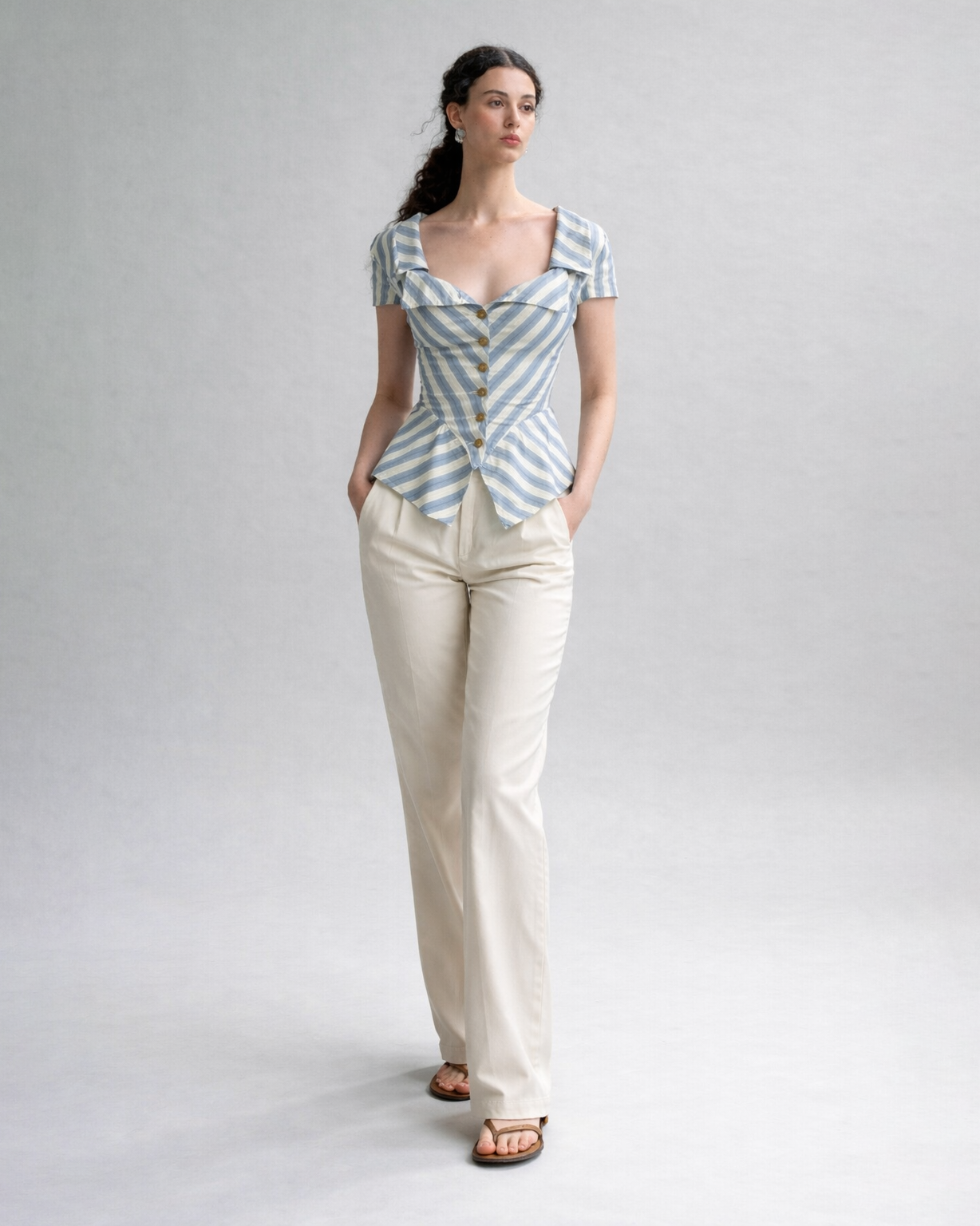 Vintage Stripe Peplum Corset Top