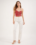 Crimson Check Halter Corset Top