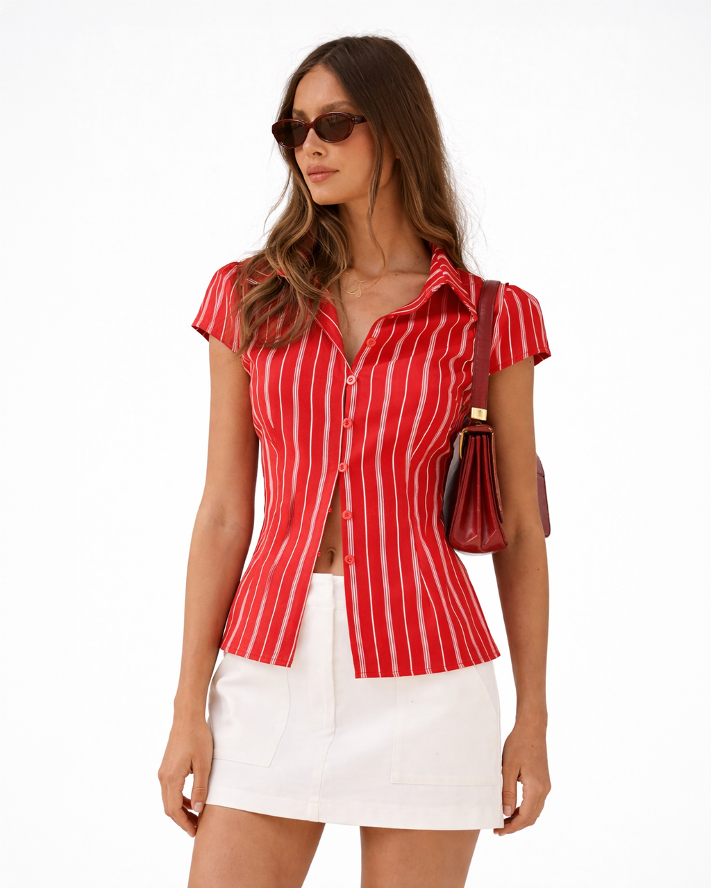 Scarlet Stripe Sculpt Shirt Top