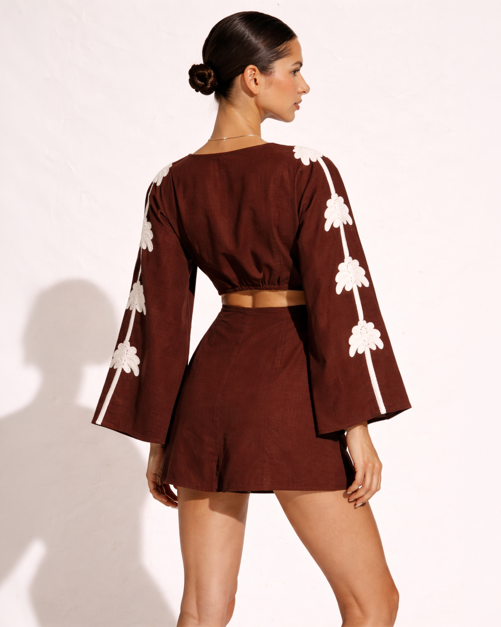 Chocolate Bloom Tie-Up Mini Dress
