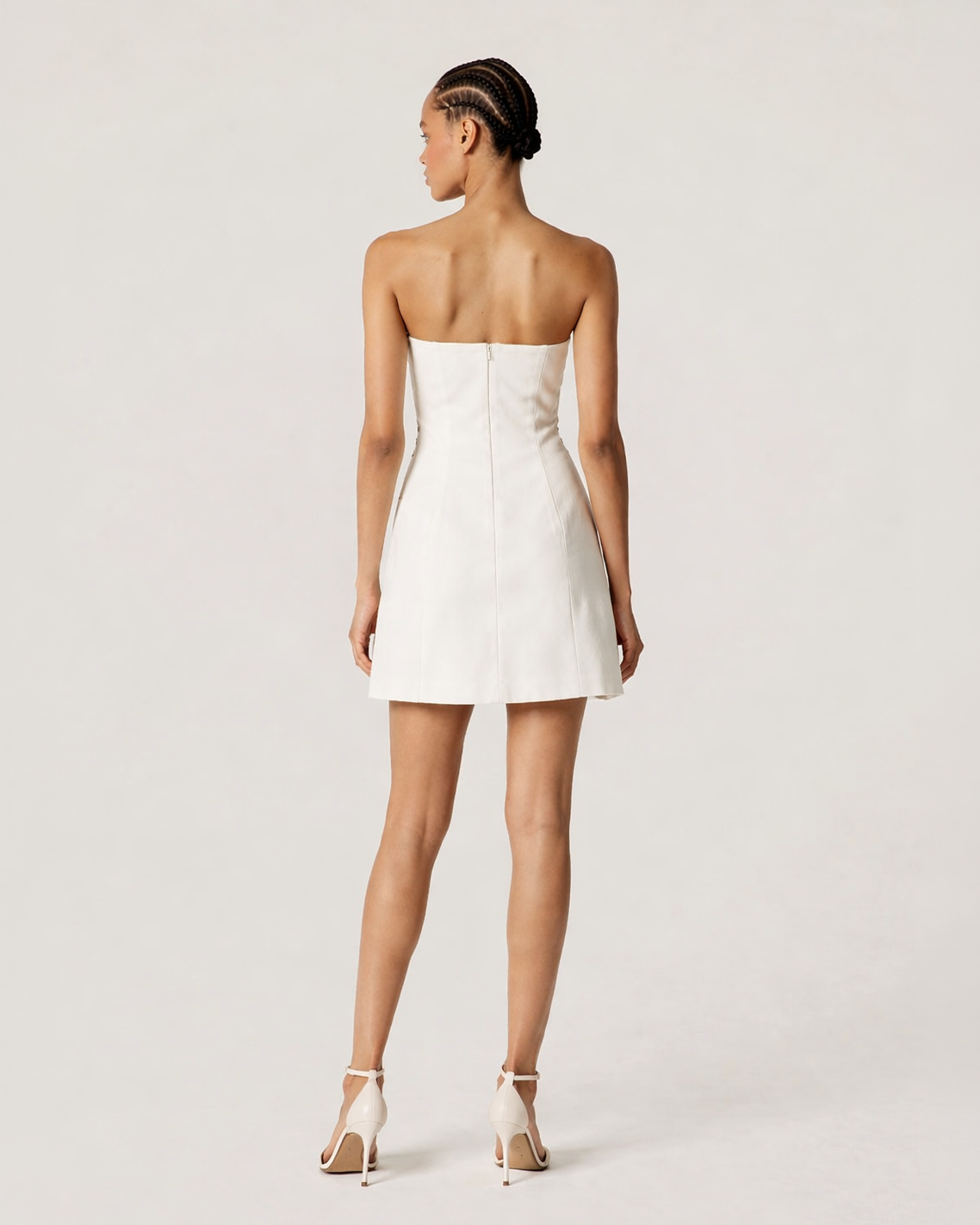 Embellished Strapless Mini Dress in Ivory