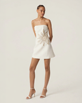 Embellished Strapless Mini Dress in Ivory