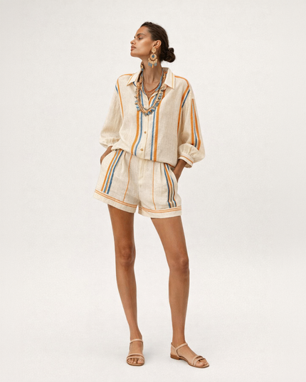 Sunset Stripe Linen Co-ord Set